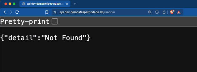 Screenshot of the Dev Environment Random endpoint