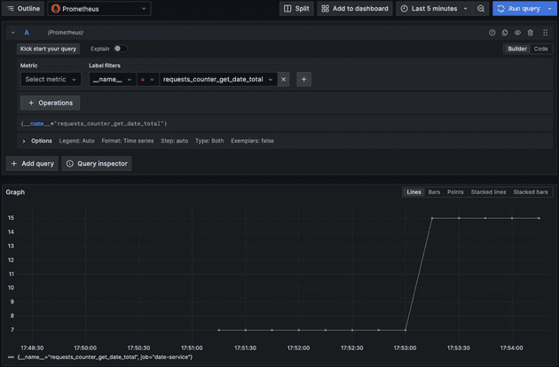 A screenshot of Date Service trace in Grafana.