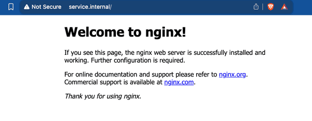 Screenshot of NGINX private service