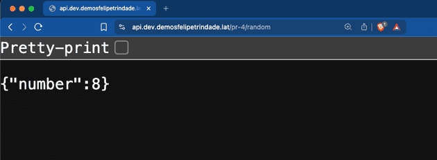 Screenshot of the Ephemeral Environment Random endpoint
